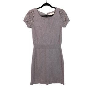 LOFT Ann Taylor Women's Gray Wool Blend Knit Sequin Sleeve Shirt Dress Small